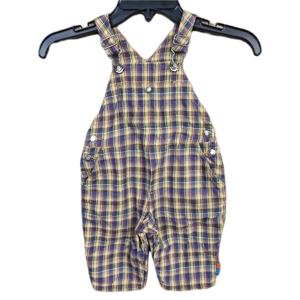 Vintage 1998 Gymboree Rainbow Tag Plaid Shortalls Overalls 6-12M